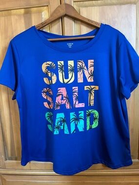 SHEIN Royal Blue Tropical Graphic Tee